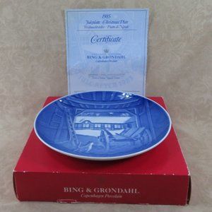 Vintage BING & GRONDAHL 1985 Plate "Christmas Eve at the Farmhouse" Box COA